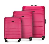 WITTCHEN Koffer-Set 3tlg. Trolley Koffer Reisekoffer aus ABS Hartschalen Kofferset Trolley 4 Rollen Kombinationsschloss Rosa 56-3A-65S-34