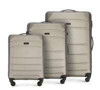 WITTCHEN Globe Line Reisekoffer 3-teiliges Kofferset Rollkoffer Trolley Handgepäck Hartschale aus ABS 4 Rollen Zahlenschloss Teleskopgriff Champagner Lufthansa/Eurowings/Ryanair/Condor