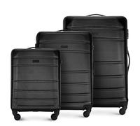 WITTCHEN Globe Line Reisekoffer 3-teiliges Kofferset Rollkoffer Trolley Handgepäck Hartschale aus ABS 4 Rollen Zahlenschloss Teleskopgriff Schwarz Lufthansa/Eurowings/Ryanair/Condor/Discover Airlines