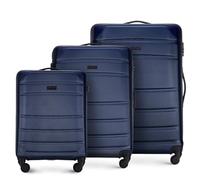WITTCHEN Koffer-Set 3tlg. Trolley Koffer Reisekoffer aus ABS Hartschalen Kofferset Trolley 4 Rollen Kombinationsschloss Dunkelblau 56-3A-65S-90
