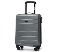 WITTCHEN Globe Line Reisekoffer Handgepäck Kabinengepäck Trolley Hartschale aus ABS mit 4 Rollen Zahlenschloss Teleskopgriff | Größe S | Grau Lufthansa/Eurowings/Ryanair/Condor/Discover Airlines