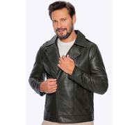 Wittchen Herren-Bikerjacke aus Öko-Leder mit Schulterklappen, grün XL
