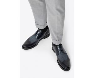 Wittchen Herren-Derbyschuhe aus Leder mit Textileinsätzen, marineblau, Naturleder EU40