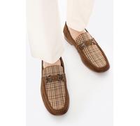 Wittchen Herren-Mokassins aus braun-beigem kariertem Stoff und braun-beigem EU45