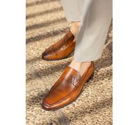 Wittchen Herren-Mokassins aus echtem Leder mit Metalllogo, braun EU43