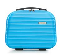 WITTCHEN Kosmetikkoffer Reisekoffer Handgepäck Kabinengepäck Rollkoffer Hartschale aus ABS Zahlenschloss Groove Line Blau