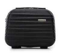 WITTCHEN Kosmetikkoffer Reisekoffer Handgepäck Kabinengepäck Rollkoffer Hartschale aus ABS Reisegepäck Kulturbeutel Kosmetiktasche Damen Groove Line schwarz Lufthansa/Eurowings/Condor