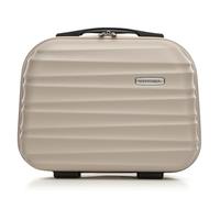 WITTCHEN Kosmetikkoffer Reisekoffer Handgepäck Kabinengepäck Rollkoffer Hartschale aus ABS Reisegepäck Kulturbeutel Kosmetiketui Kosmetiktasche Groove Line beige Lufthansa/Eurowings/Condor