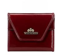 WITTCHEN Lackleder Geldbörse | Damen Geldbörse mittelgroß | echtes Leder | Portemonnaie mit Druckknopf | RFID-Schutz | Münzfach | Kreditkartenetui | 12 × 10 × 1,5 cm | Kollektion Florence | Rot