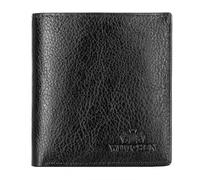 WITTCHEN Ledergeldbörse | Damen Geldbörse klein | echtes genarbtes Leder | Portemonnaie mit Druckknopf | Münzfach | Kreditkartenetui | 10 × 9,5 × 2 cm | Kollektion Italy | Schwarz