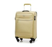 WITTCHEN MIRA Line Kabinenkoffer Handgepäck Kabinengepäck Weichgepäck Kleines Gepäck Koffer aus Polyester Tragegriff Teleskopgriff Vier Lenkrollen TSA Kombinationschloss Größe S Beige