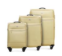 WITTCHEN MIRA Line Set mit 3 Koffer Gepäck Weichgepäck Reisekoffer Set aus Polyester Tragegriff Teleskopgriff Vier Lenkrollen TSA Kombinationschloss Größe (S+M+L) Beige