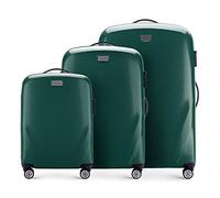 WITTCHEN PC Ultra Light Hartgepäck Reisekoffer Trolley Koffer 3er Koffer Set aus Polycarbonat Vier Lenkrollen TSA Kombinationsschloss Aluminium Teleskopgriff Größe (S+M+L) Grün