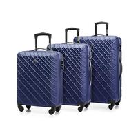 WITTCHEN Reisekoffer 3er Koffer-Set Rollkoffer Trolley Handgepäck Hartschale aus ABS mit 4 Spiner Rollen Zahlenschloss Teleskopgriff Classic line Dunkelblau