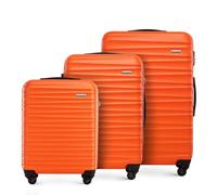 WITTCHEN Reisekoffer 3er Koffer-Set Rollkoffer Trolley Handgepäck Reisekofferset Gepäckset Hartschale aus ABS 4 Spinner-Rollen Zahlenschloss Groove Line orange Lufthansa/Eurowings/Ryanair/Condor