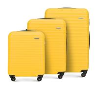 WITTCHEN Reisekoffer 3er Koffer-Set Rollkoffer Trolley Handgepäck Hartschale aus ABS mit 4 Spinner-Rollen Zahlenschloss Teleskopgriff Groove Line Gelb