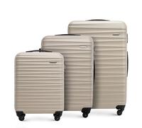 WITTCHEN Reisekoffer 3er Koffer-Set Rollkoffer Trolley Handgepäck Hartschale aus ABS mit 4 Spinner-Rollen Zahlenschloss Teleskopgriff Groove Line Beige