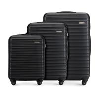 WITTCHEN Reisekoffer 3er Koffer-Set Rollkoffer Trolley Handgepäck Reisekofferset Gepäckset Hartschale aus ABS 4 Spinner-Rollen Zahlenschloss Groove Line schwarz Lufthansa/Eurowings/Ryanair/Condor