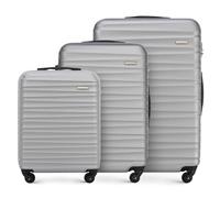 WITTCHEN Reisekoffer 3er Koffer-Set Rollkoffer Trolley Handgepäck Reisekofferset Gepäckset Hartschale aus ABS 4 Spinner-Rollen Zahlenschloss Groove Line grau Lufthansa/Eurowings/Ryanair/Condor