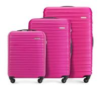 WITTCHEN Reisekoffer 3er Koffer-Set Rollkoffer Trolley Handgepäck Reisekofferset Gepäckset Hartschale aus ABS 4 Spinner-Rollen Zahlenschloss Groove Line rosa Lufthansa/Eurowings/Ryanair/Condor