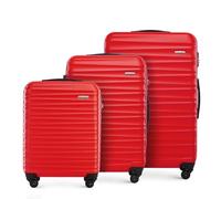 WITTCHEN Reisekoffer 3er Koffer-Set Rollkoffer Trolley Handgepäck Reisekofferset Gepäckset Hartschale aus ABS 4 Spinner-Rollen Zahlenschloss Groove Line rot Lufthansa/Eurowings/Ryanair/Condor