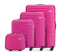 WITTCHEN Reisekoffer 4er Koffer-Set Rollkoffer Trolley Handgepäck Hartschale aus ABS mit 4 Spinner-Rollen Zahlenschloss Teleskopgriff Groove Line Rosa
