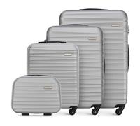 WITTCHEN Reisekoffer 4er Koffer-Set Rollkoffer Trolley Handgepäck Gepäck Reisekoffer Set Hartschale aus ABS 4 Spinner-Rollen Zahlenschloss Groove Line grau Lufthansa/Eurowings/Ryanair/Condor