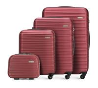 WITTCHEN Reisekoffer 4er Koffer-Set Rollkoffer Trolley Handgepäck Gepäck Reisekoffer Set Hartschale aus ABS 4 Spinner-Rollen Zahlenschloss Groove Line kastanienbraun Lufthansa/Eurowings/Ryanair/Condor