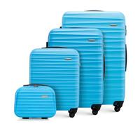 WITTCHEN Reisekoffer 4er Koffer-Set Rollkoffer Trolley Handgepäck Hartschale aus ABS mit 4 Spinner-Rollen Zahlenschloss Teleskopgriff Groove Line Blau