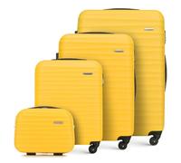 WITTCHEN Reisekoffer 4er Koffer-Set Rollkoffer Trolley Handgepäck Gepäck Reisekoffer Set Hartschale aus ABS 4 Spinner-Rollen Zahlenschloss Groove Line gelb Lufthansa/Eurowings/Ryanair/Condor