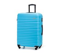 WITTCHEN Reisekoffer Rollkoffer Trolley Großer Koffer Handgepäck Hartschale aus ABS mit 4 Spinner-Rollen Zahlenschloss Teleskopgriff Groove Line Größe L Blau