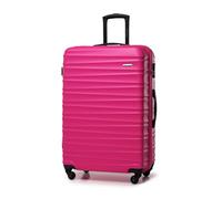 WITTCHEN Reisekoffer Groß Rollkoffer Trolley Großer Koffer Check-In Gepäck Hartschale aus ABS 4 Spinner-Rollen Zahlenschloss Groove Line Größe L rosa Lufthansa/Eurowings/Ryanair
