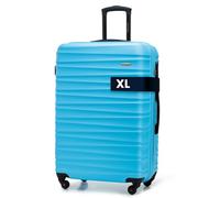 WITTCHEN Reisekoffer Groß Rollkoffer Trolley Großer Koffer Check-In Gepäck Hartschale aus ABS 4 Spinner-Rollen Zahlenschloss Groove Line Größe L blau Lufthansa/Eurowings/Ryanair