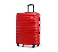 WITTCHEN Reisekoffer Rollkoffer Trolley Großer Koffer Handgepäck Hartschale aus ABS mit 4 Spinner-Rollen Zahlenschloss Teleskopgriff Groove Line Größe L Rot