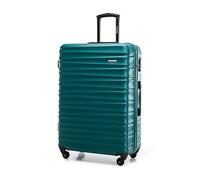 WITTCHEN Reisekoffer Groß Rollkoffer Trolley Großer Koffer Check-In Gepäck Hartschale aus ABS 4 Spinner-Rollen Zahlenschloss Groove Line Größe L grün Lufthansa/Eurowings/Ryanair