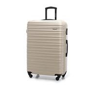 WITTCHEN Reisekoffer Groß Rollkoffer Trolley Großer Koffer Check-In Gepäck Hartschale aus ABS 4 Spinner-Rollen Zahlenschloss Groove Line Größe L beige Lufthansa/Eurowings/Ryanair