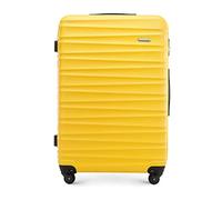 WITTCHEN Reisekoffer Groß Rollkoffer Trolley Großer Koffer Check-In Gepäck Hartschale aus ABS 4 Spinner-Rollen Zahlenschloss Groove Line Größe L gelb Lufthansa/Eurowings/Ryanair