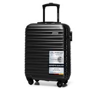 WITTCHEN Reisekoffer Handgepäck Kabinengepäck Rollkoffer Hartschale aus ABS mit 4 Spinner-Rollen Zahlenschloss Teleskopgriff Groove Line Größe S Schwarz