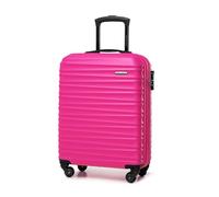 WITTCHEN Reisekoffer Handgepäck Kabinengepäck Rollkoffer Kabinenkoffer Kleiner Koffer Trolley Hartschale aus ABS 4 Spinner-Rollen Zahlenschloss Groove Line Größe S rosa Lufthansa/Eurowings/Ryanair