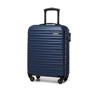 WITTCHEN Reisekoffer Handgepäck Kabinengepäck Rollkoffer Kabinenkoffer Kleiner Koffer Trolley Hartschale aus ABS 4 Spinner-Rollen Zahlenschloss Groove Line Größe S Marineblau Lufthansa/Eurowings