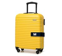 WITTCHEN Reisekoffer Handgepäck Kabinengepäck Rollkoffer Kabinenkoffer Kleiner Koffer Trolley Hartschale aus ABS 4 Spinner-Rollen Zahlenschloss Groove Line Größe S gelb Lufthansa/Eurowings/Ryanair