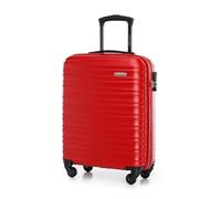 WITTCHEN Reisekoffer Handgepäck Kabinengepäck Rollkoffer Hartschale aus ABS mit 4 Spinner-Rollen Zahlenschloss Teleskopgriff Groove Line Größe S Rot