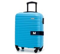 WITTCHEN Reisekoffer Handgepäck Kabinengepäck Rollkoffer Kabinenkoffer Kleiner Koffer Trolley Hartschale aus ABS 4 Spinner-Rollen Zahlenschloss Groove Line Größe S blau Lufthansa/Eurowings/Ryanair