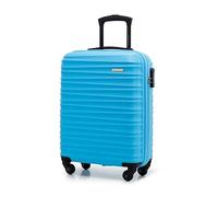 WITTCHEN Reisekoffer Handgepäck Kabinengepäck Rollkoffer Kabinenkoffer Kleiner Koffer Trolley Hartschale aus ABS 4 Spinner-Rollen Zahlenschloss Groove Line Größe S blau Lufthansa/Eurowings/Ryanair