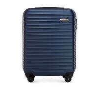 WITTCHEN Reisekoffer Handgepäck Kabinengepäck Rollkoffer Kabinenkoffer Kleiner Koffer Trolley Hartschale aus ABS 4 Spinner-Rollen Zahlenschloss Groove Line Größe S Marineblau Lufthansa/Eurowings