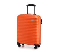 WITTCHEN Reisekoffer Handgepäck Kabinengepäck Rollkoffer Kabinenkoffer Kleiner Koffer Trolley Hartschale aus ABS 4 Spinner-Rollen Zahlenschloss Groove Line Größe S orange Lufthansa/Eurowings/Ryanair