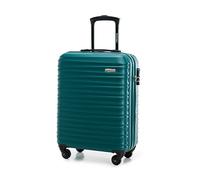 WITTCHEN Reisekoffer Handgepäck Kabinengepäck Rollkoffer Kabinenkoffer Kleiner Koffer Trolley Hartschale aus ABS 4 Spinner-Rollen Zahlenschloss Groove Line Größe S grün Lufthansa/Eurowings/Ryanair