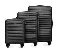 WITTCHEN Skyspeed Line Reisekoffer 3er Koffer-Set Rollkoffer Trolley Handgepäck Reisekofferset ABS Hartschalenkoffer Kombinationsschloss Teleskopgriff Schwarz Lufthansa/Eurowings/Ryanair