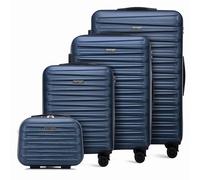 WITTCHEN Skyspeed Line Reisekoffer 4er Koffer-Set Rollkoffer Trolley Handgepäck Gepäck Reisekofferset mit Kosmetikkoffer Hartschalenkoffer ABS Kombinationsschloss Marineblau Lufthansa/Eurowings