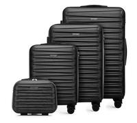 WITTCHEN Skyspeed Line Reisekoffer 4er Koffer-Set Rollkoffer Trolley Handgepäck Gepäck Reisekofferset mit Kosmetikkoffer Hartschalenkoffer ABS Kombinationsschloss Schwarz Lufthansa/Eurowings